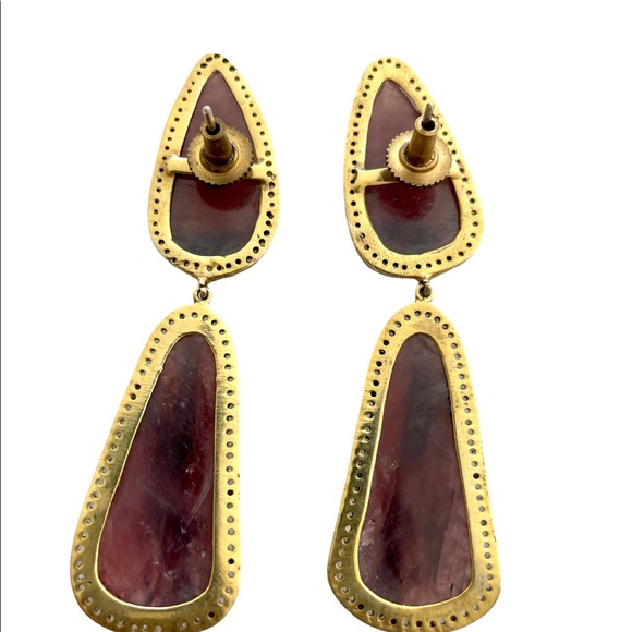 Pair of Indian Pink Sapphire Diamond  Earrings - Picture 7 of 10